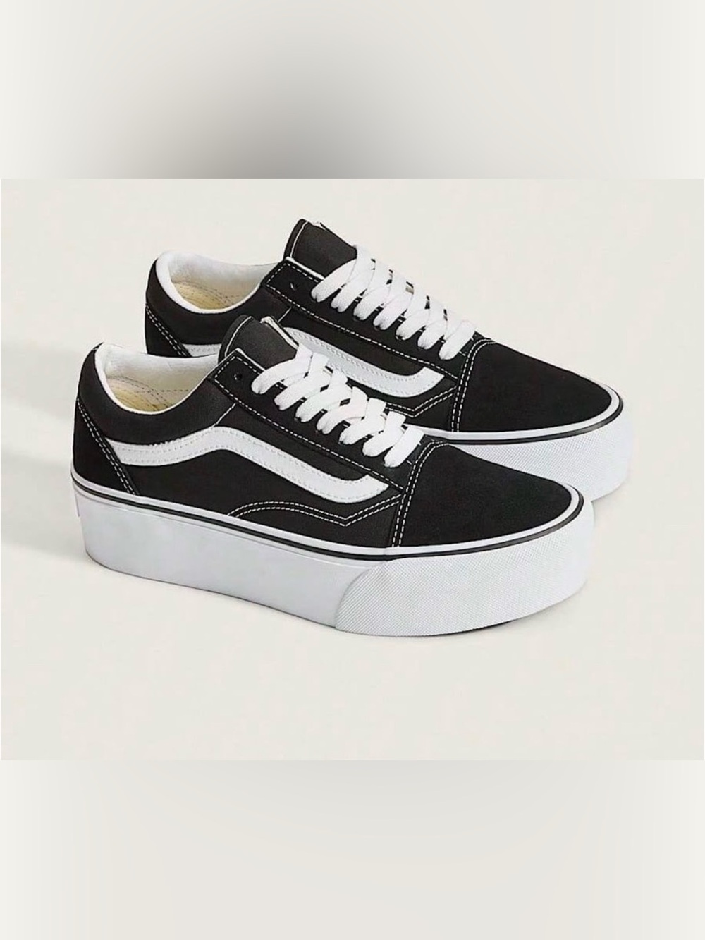 Vans Black & White Old Skool Platform Skate Shoes